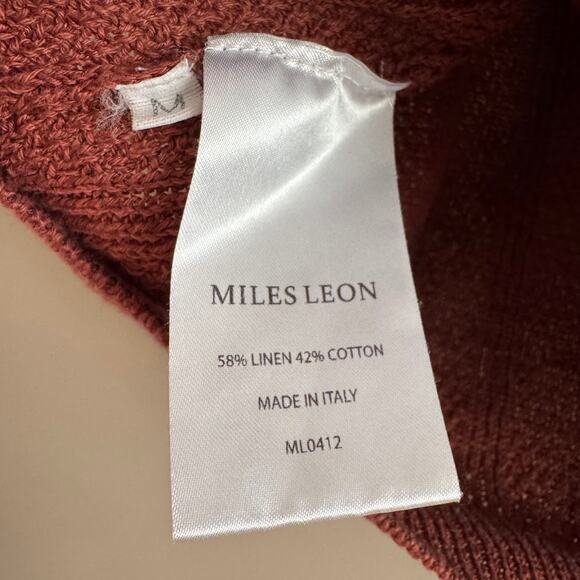 Miles Leon Linen Cotton Short Sleeve Fabien Knit Polo Made In Italy Medium $365 - Picture 3 of 5